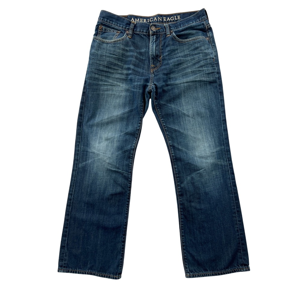 American Eagle Original Boot Jeans Mens 32x30 Blue Denim Distressed Y2K Casual